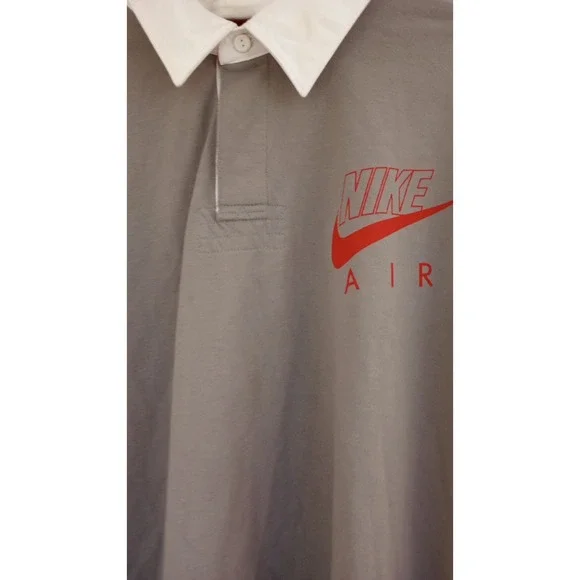 Vintage Nike Air‎ Rugby Shirt Number 9 XXL Gray Red Logo Swoosh